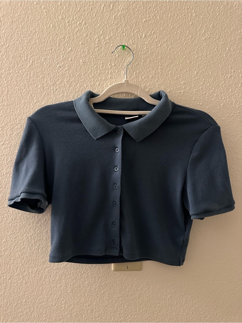 Sunday Best Navy Cropped Polo Button-Up